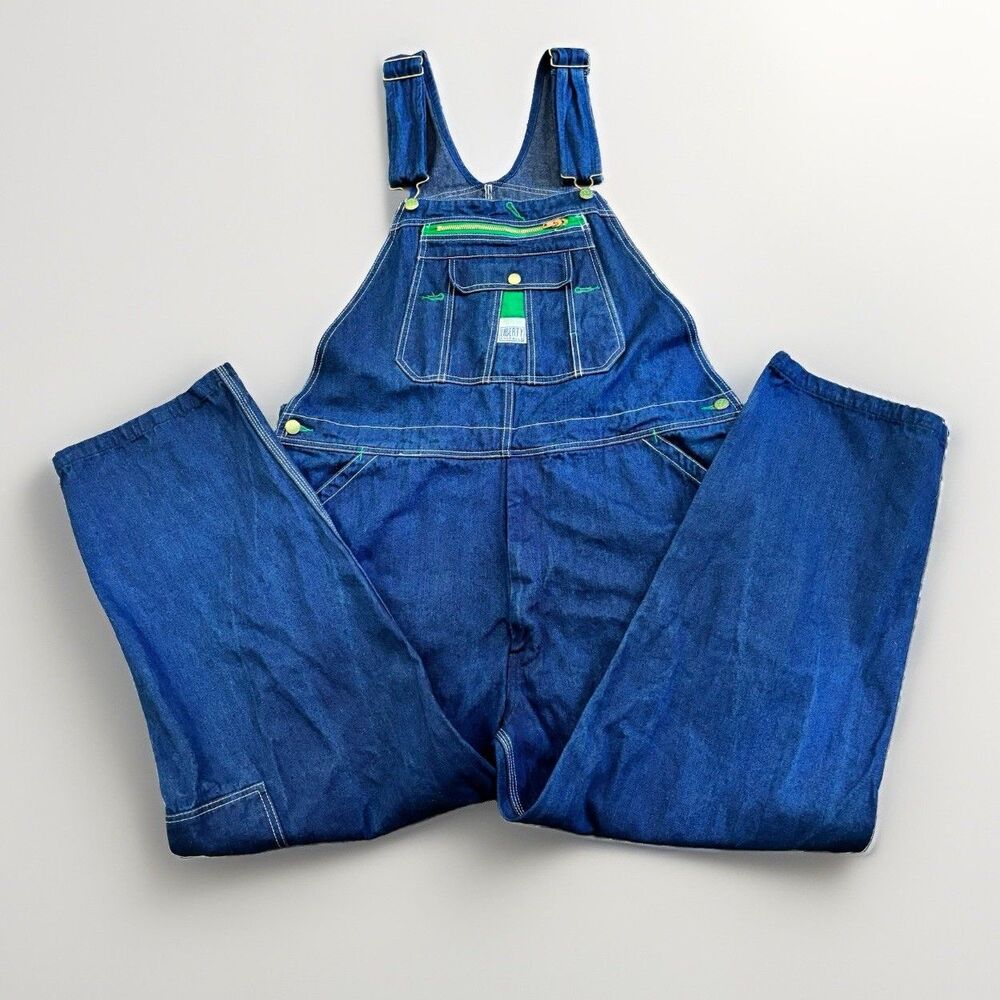 Liberty Men's 100% Cotton Blue Denim Bib Carpenter Overalls Men's Size 42x30